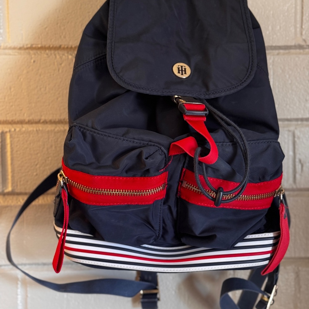 Tommy Hilfiger Black and Red Men's Backpack